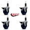Service Caster 4'' Solid Poly Swivel 1-1/4'' Expanding Stem Caster Set with Brake, 4PK SCC-EX20S414-SPUS-PLB-114-4 - alternate 2